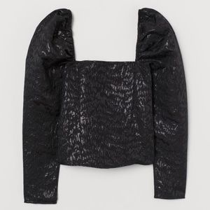 Jacquard-weave Top Puff sleeve H&M